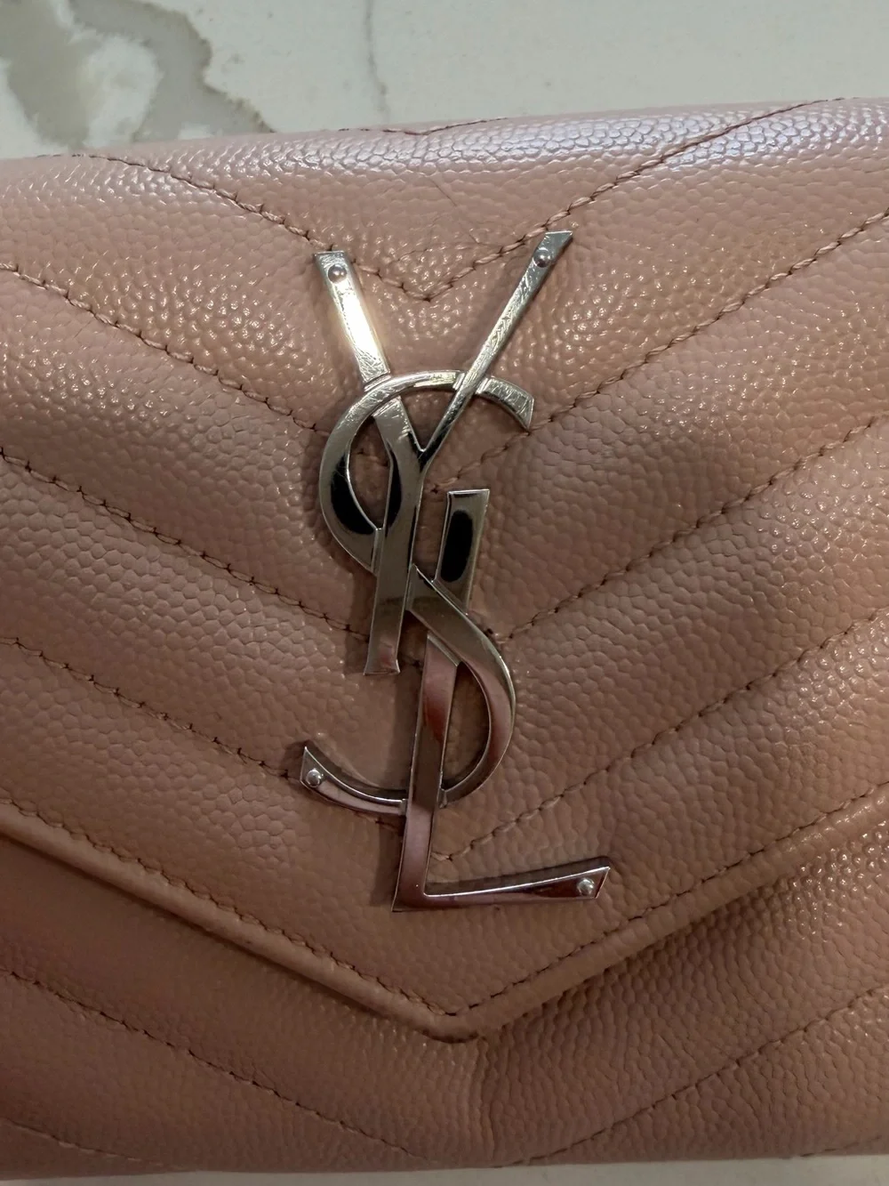 YSL Saint Laurent bag WOC pink Silver purse handbag authentic box and dust bag